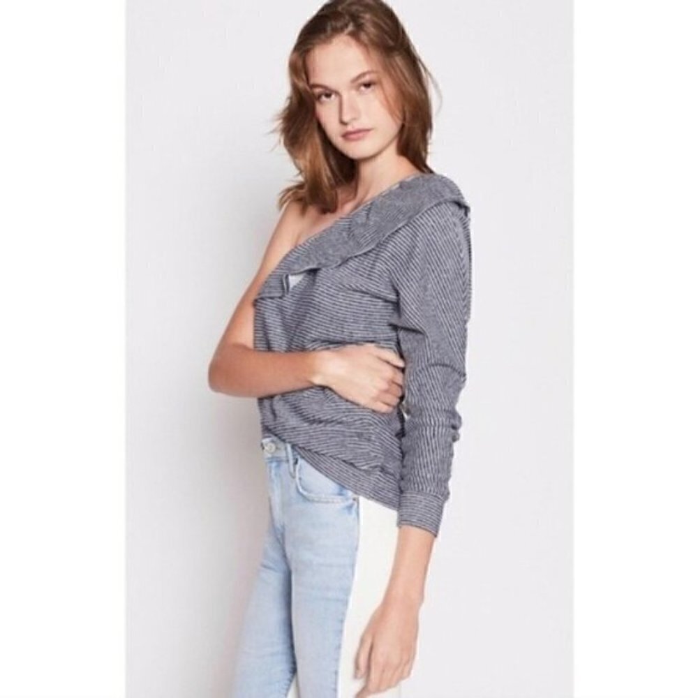 Nordstrom Joie Aleesha Knit Top L NWT One Shoulder Striped Sweater Long Sleeve